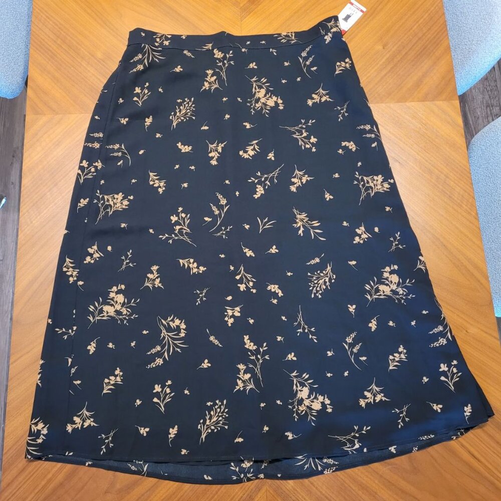 Black and Gold Floral Midi Skirt - Vince Camuto - Fall Style - XL - NWT